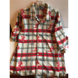 Dream USA Men's Sz 2XL Panic Boy D2 Button Down Shirt Red/White/Dragon Design